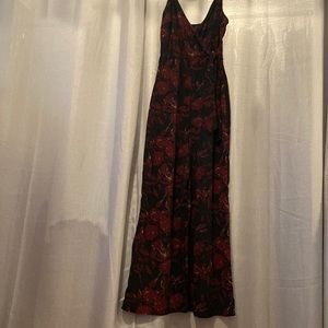 Floral jumpsuit with waist tie